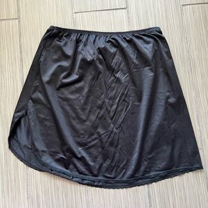 Black Silk Skirt with Lace Detailing